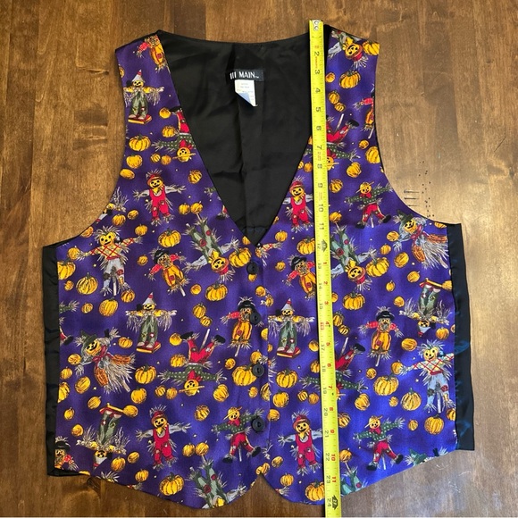 Vintage Halloween Fall Scarecrow Pumpkin Trick or Treat Costume Button Vest L 🎃 - Picture 4 of 5